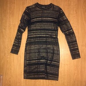 Topshop Striped High Neck Bodycon Dress size 6